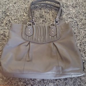 Coach Ashley grey gathered detail purse